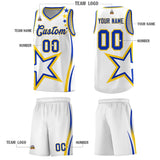 Custom White Shoulder Stars Graffiti Pattern Sets Basketball Jersey