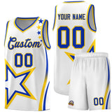 Custom White Shoulder Stars Graffiti Pattern Sets Basketball Jersey