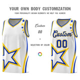 Custom White Shoulder Stars Graffiti Pattern Sets Basketball Jersey