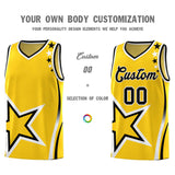 Custom Gold Shoulder Stars Graffiti Pattern Sets Basketball Jersey