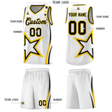 Custom White Shoulder Stars Graffiti Pattern Sets Basketball Jersey