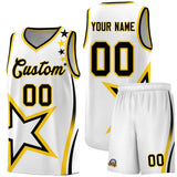 Custom White Shoulder Stars Graffiti Pattern Sets Basketball Jersey
