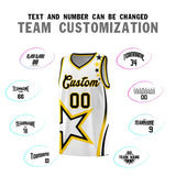Custom White Shoulder Stars Graffiti Pattern Sets Basketball Jersey