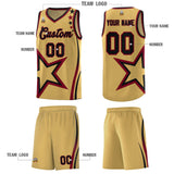 Custom Old Gold Shoulder Stars Graffiti Pattern Sets Basketball Jersey