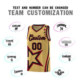 Custom Old Gold Shoulder Stars Graffiti Pattern Sets Basketball Jersey
