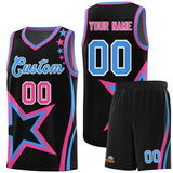 Custom Black Shoulder Stars Graffiti Pattern Sets Basketball Jersey