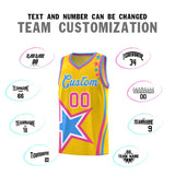 Custom Gold Shoulder Stars Graffiti Pattern Sets Basketball Jersey