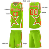 Custom Neon Green Shoulder Stars Graffiti Pattern Sets Basketball Jersey