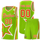 Custom Neon Green Shoulder Stars Graffiti Pattern Sets Basketball Jersey