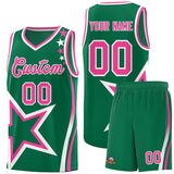 Custom Kelly Green Shoulder Stars Graffiti Pattern Sets Basketball Jersey