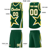 Custom Hunter Green Shoulder Stars Graffiti Pattern Sets Basketball Jersey