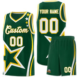 Custom Hunter Green Shoulder Stars Graffiti Pattern Sets Basketball Jersey