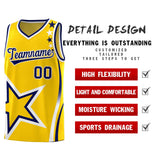 Custom Gold Shoulder Stars Graffiti Pattern Sets Basketball Jersey