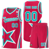 Custom Red Shoulder Stars Graffiti Pattern Sets Basketball Jersey