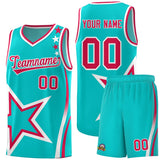 Custom Aqua Shoulder Stars Graffiti Pattern Sets Basketball Jersey