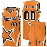 Custom Gold Orange Shoulder Stars Graffiti Pattern Sets Basketball Jersey