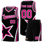 Custom Black Shoulder Stars Graffiti Pattern Sets Basketball Jersey