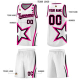 Custom White Shoulder Stars Graffiti Pattern Sets Basketball Jersey