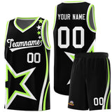 Custom Black Shoulder Stars Graffiti Pattern Sets Basketball Jersey