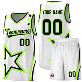 Custom White Shoulder Stars Graffiti Pattern Sets Basketball Jersey