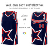 Custom Navy Shoulder Stars Graffiti Pattern Sets Basketball Jersey