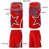 Custom Red Shoulder Stars Graffiti Pattern Sets Basketball Jersey