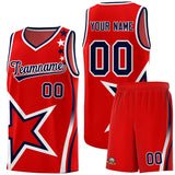 Custom Red Shoulder Stars Graffiti Pattern Sets Basketball Jersey