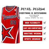 Custom Red Shoulder Stars Graffiti Pattern Sets Basketball Jersey