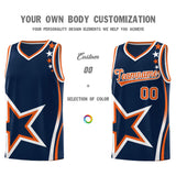 Custom Navy Shoulder Stars Graffiti Pattern Sets Basketball Jersey