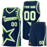 Custom Navy Shoulder Stars Graffiti Pattern Sets Basketball Jersey