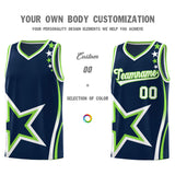 Custom Navy Shoulder Stars Graffiti Pattern Sets Basketball Jersey