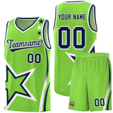 Custom Neon Green Shoulder Stars Graffiti Pattern Sets Basketball Jersey