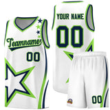 Custom White Shoulder Stars Graffiti Pattern Sets Basketball Jersey