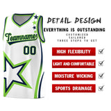 Custom White Shoulder Stars Graffiti Pattern Sets Basketball Jersey