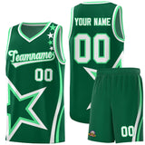 Custom Green Shoulder Stars Graffiti Pattern Sets Basketball Jersey