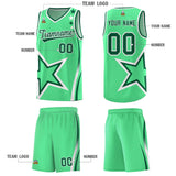 Custom Green Shoulder Stars Graffiti Pattern Sets Basketball Jersey