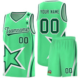 Custom Green Shoulder Stars Graffiti Pattern Sets Basketball Jersey