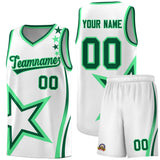 Custom White Shoulder Stars Graffiti Pattern Sets Basketball Jersey