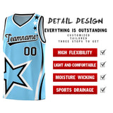 Custom Light Blue Shoulder Stars Graffiti Pattern Sets Basketball Jersey