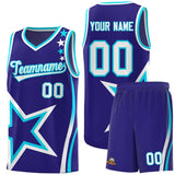 Custom Navy Shoulder Stars Graffiti Pattern Sets Basketball Jersey