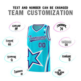 Custom Sky Blue Shoulder Stars Graffiti Pattern Sets Basketball Jersey