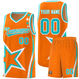 Custom Orange Shoulder Stars Graffiti Pattern Sets Basketball Jersey
