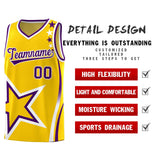 Custom Gold Shoulder Stars Graffiti Pattern Sets Basketball Jersey