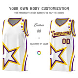 Custom White Shoulder Stars Graffiti Pattern Sets Basketball Jersey