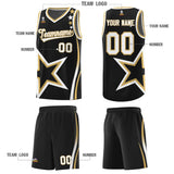 Custom Black Shoulder Stars Graffiti Pattern Sets Basketball Jersey