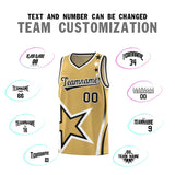 Custom Old Gold Shoulder Stars Graffiti Pattern Sets Basketball Jersey