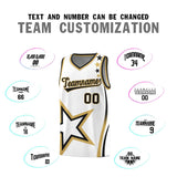 Custom White Shoulder Stars Graffiti Pattern Sets Basketball Jersey