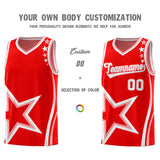 Custom Red Shoulder Stars Graffiti Pattern Sets Basketball Jersey