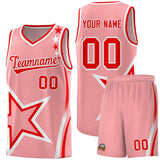 Custom Light Pink Shoulder Stars Graffiti Pattern Sets Basketball Jersey