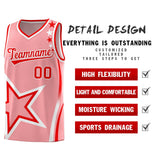 Custom Light Pink Shoulder Stars Graffiti Pattern Sets Basketball Jersey